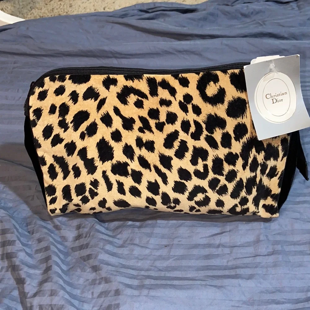 Nwt Christian Dior vintage leopard print makeup bag